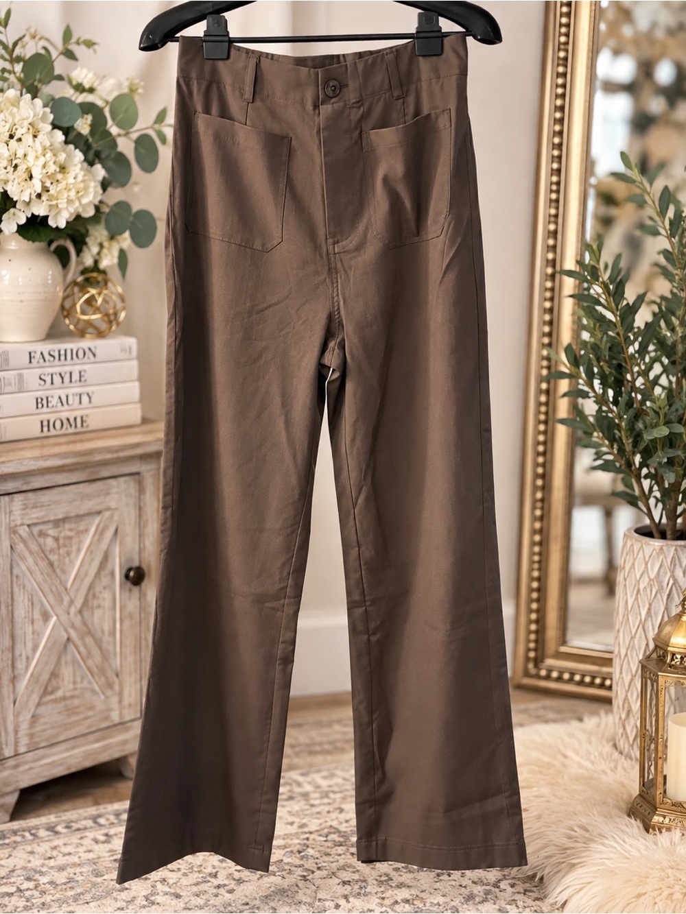 Halara Women's High-Rise Wide Leg Pants in Brown NWT Medium Regular
